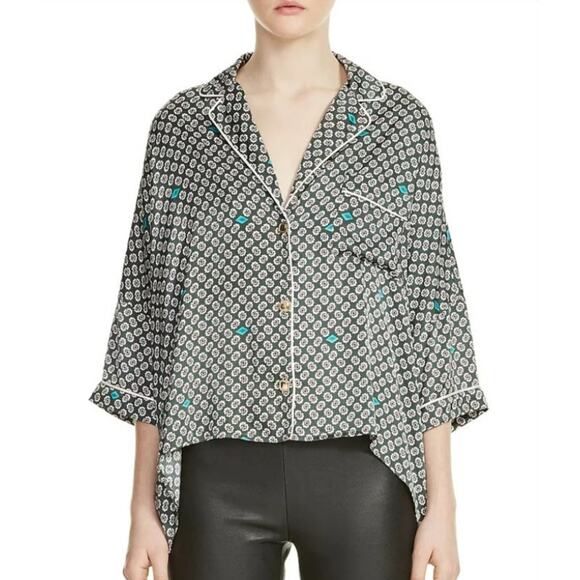 Maje Charline High/Low Silk Pajama Top Size Small - Picture 1 of 6